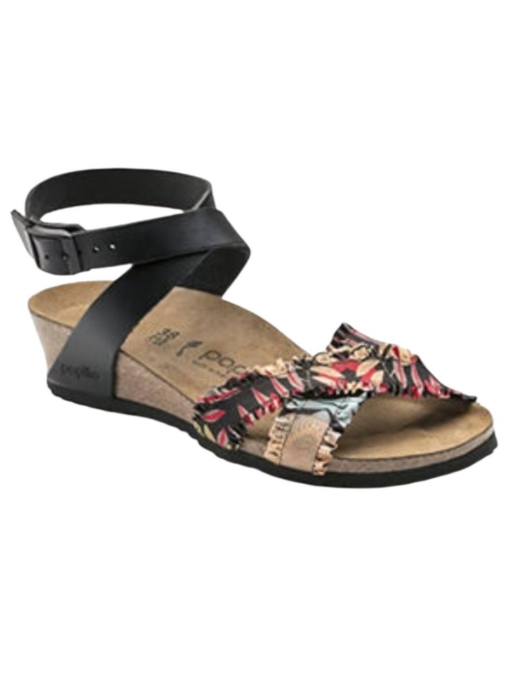 Papillio By Birkenstock Lola Floral Ruffle Sandals Wedge Ankle Strap Sz 10